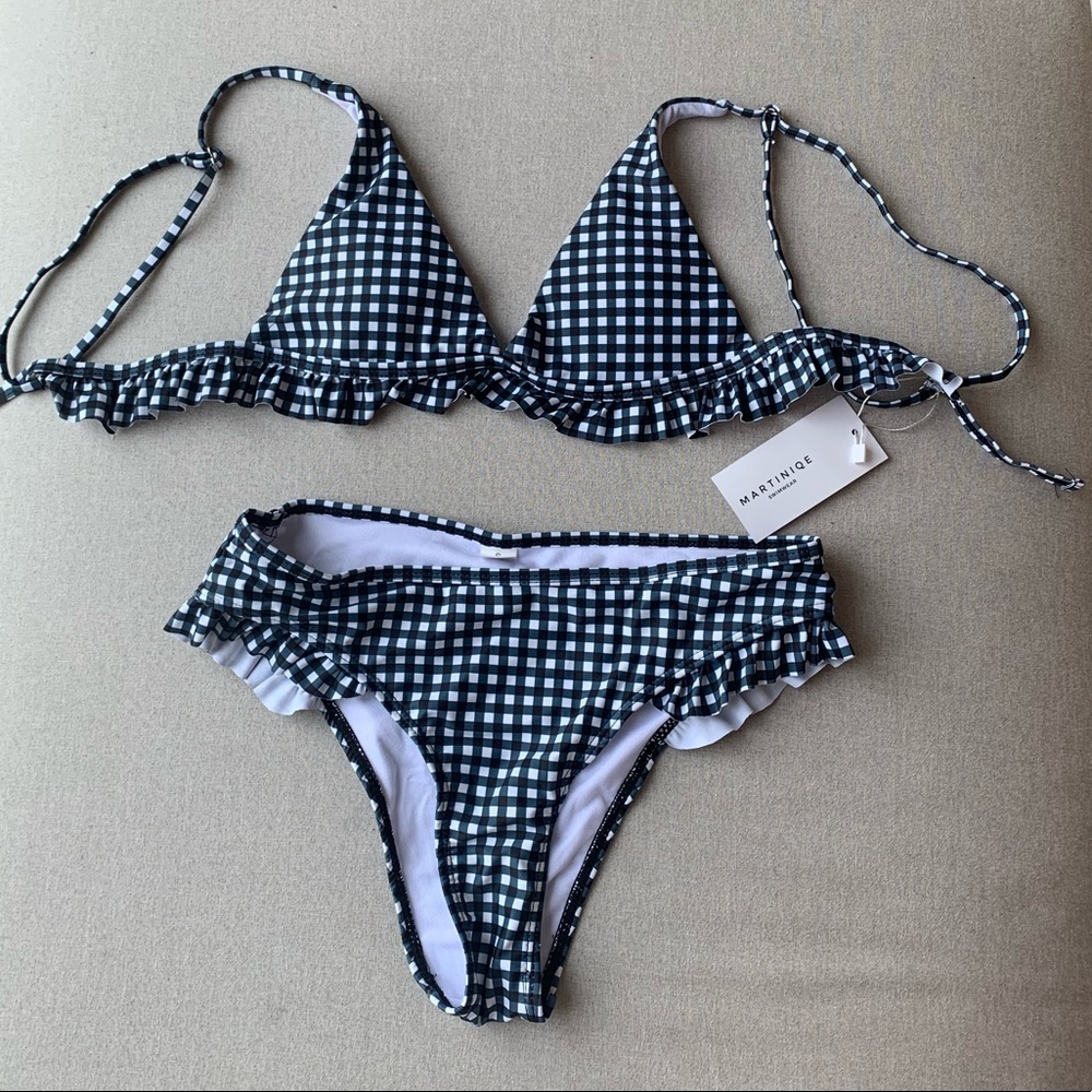 Martiniqe swimwear NWT ruffled gingham bikini S
